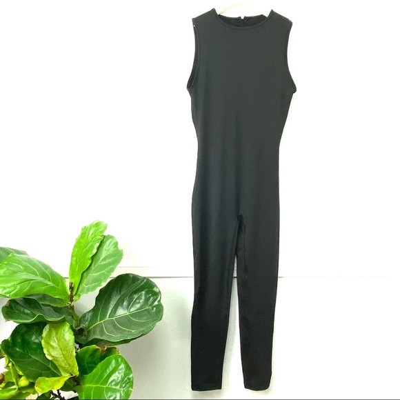 Sleeveless Black Jumpsuit Bodycon stretch minimalist basic - Picture 7 of 11